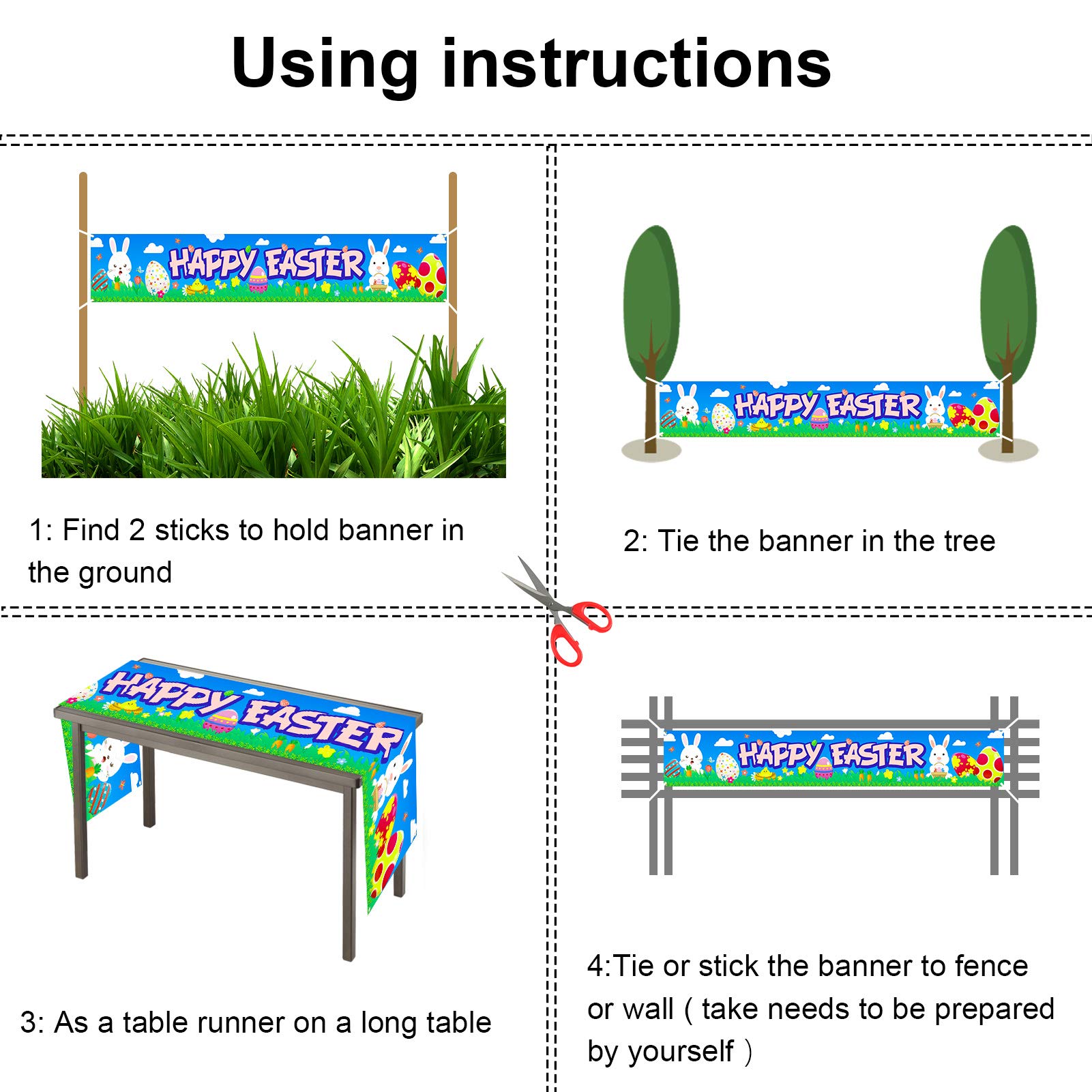 howaf-frohe-ostern-banner-stoff-180x30cm-hase-osterei image 3