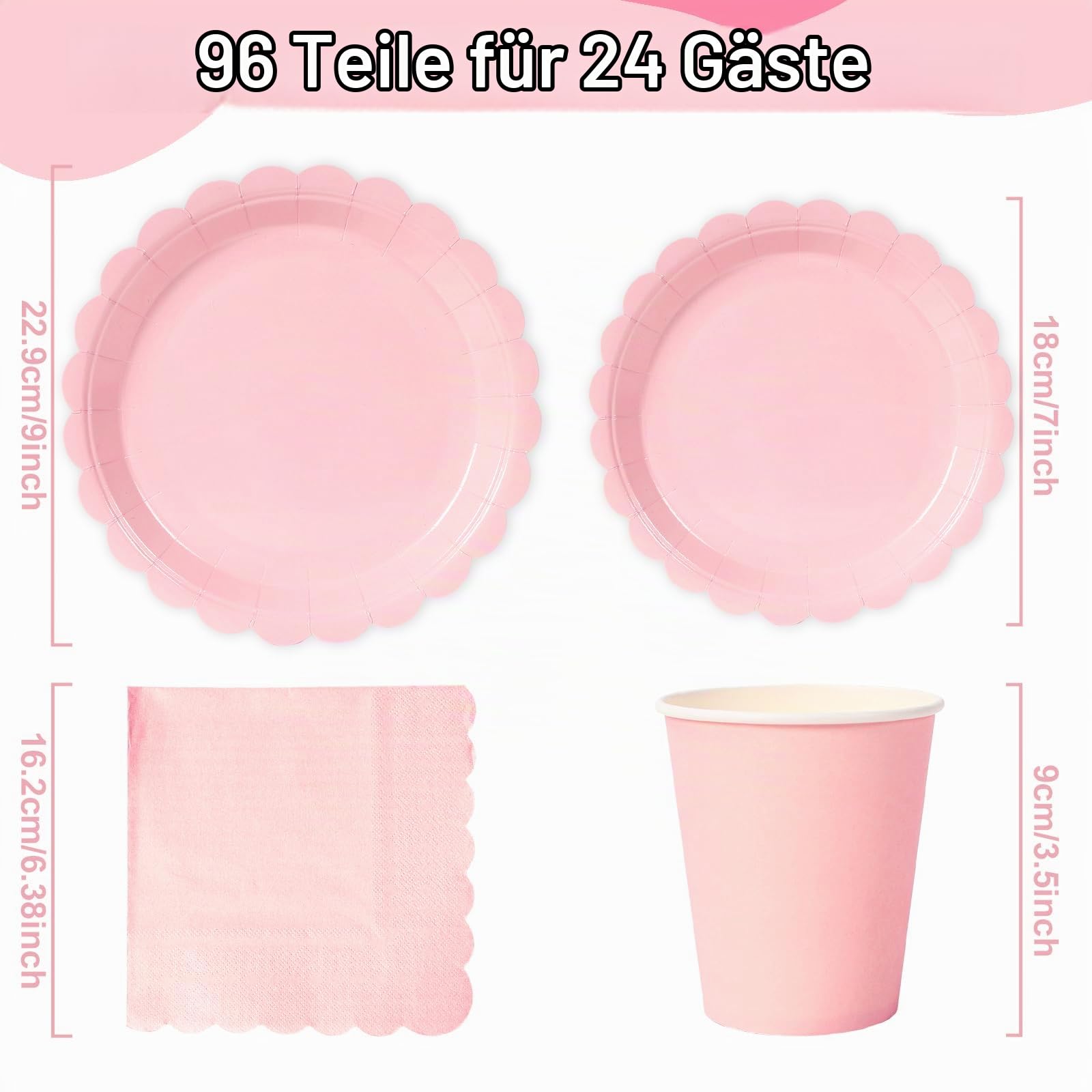 qifu-pappteller-partygeschirr-rosa-96-tlg-f-r-24-g-ste image 2