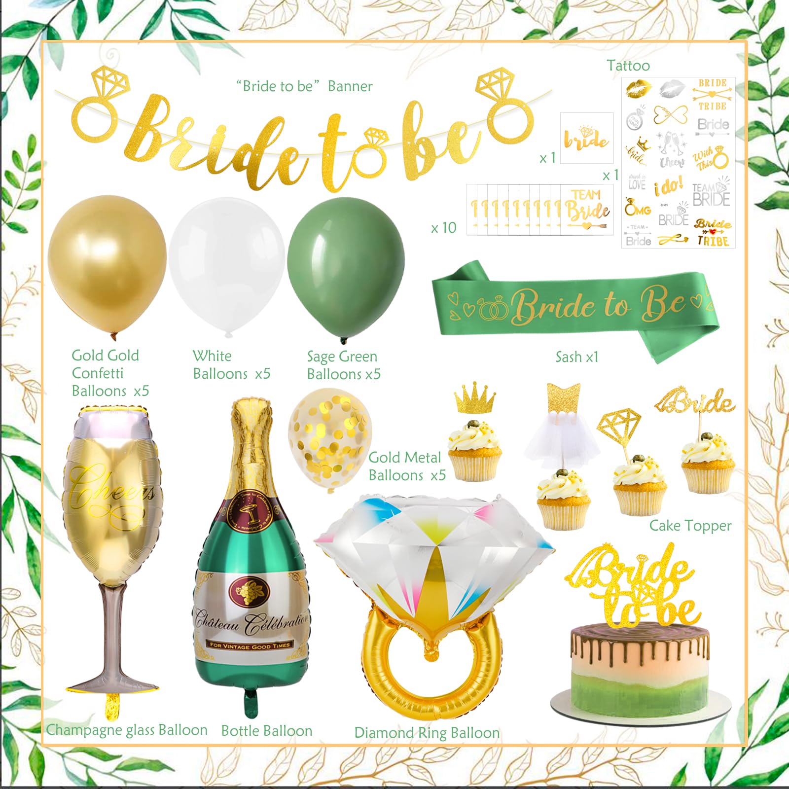 howaf-temporary-tattoos-jga-set-gr-n-bride-to-be-deko image 2