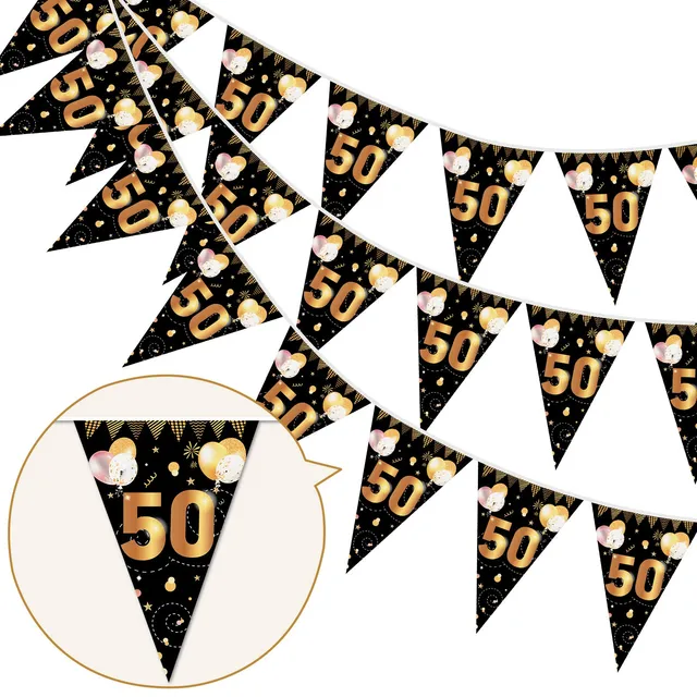 howaf-50-geburtstag-girlande-wimpelkette-schwarz-gold-5-7m image 1
