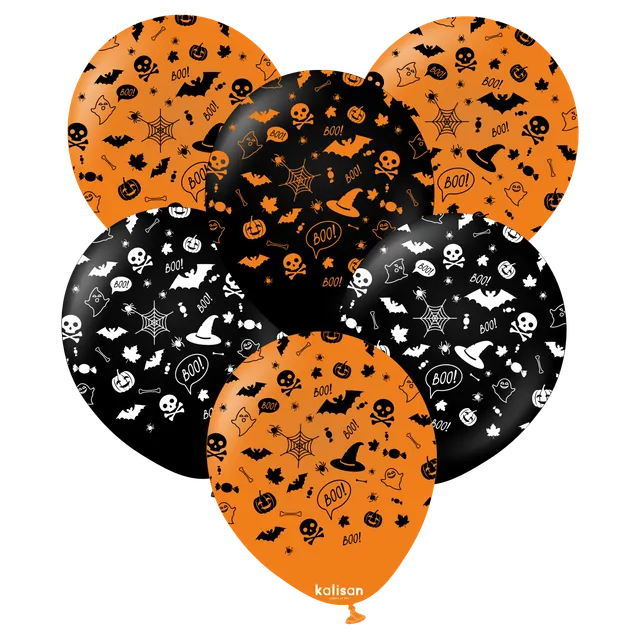 kalisan-halloween-festive-luftballons-25-st-ck-12-zoll-orange-schwarz image 1