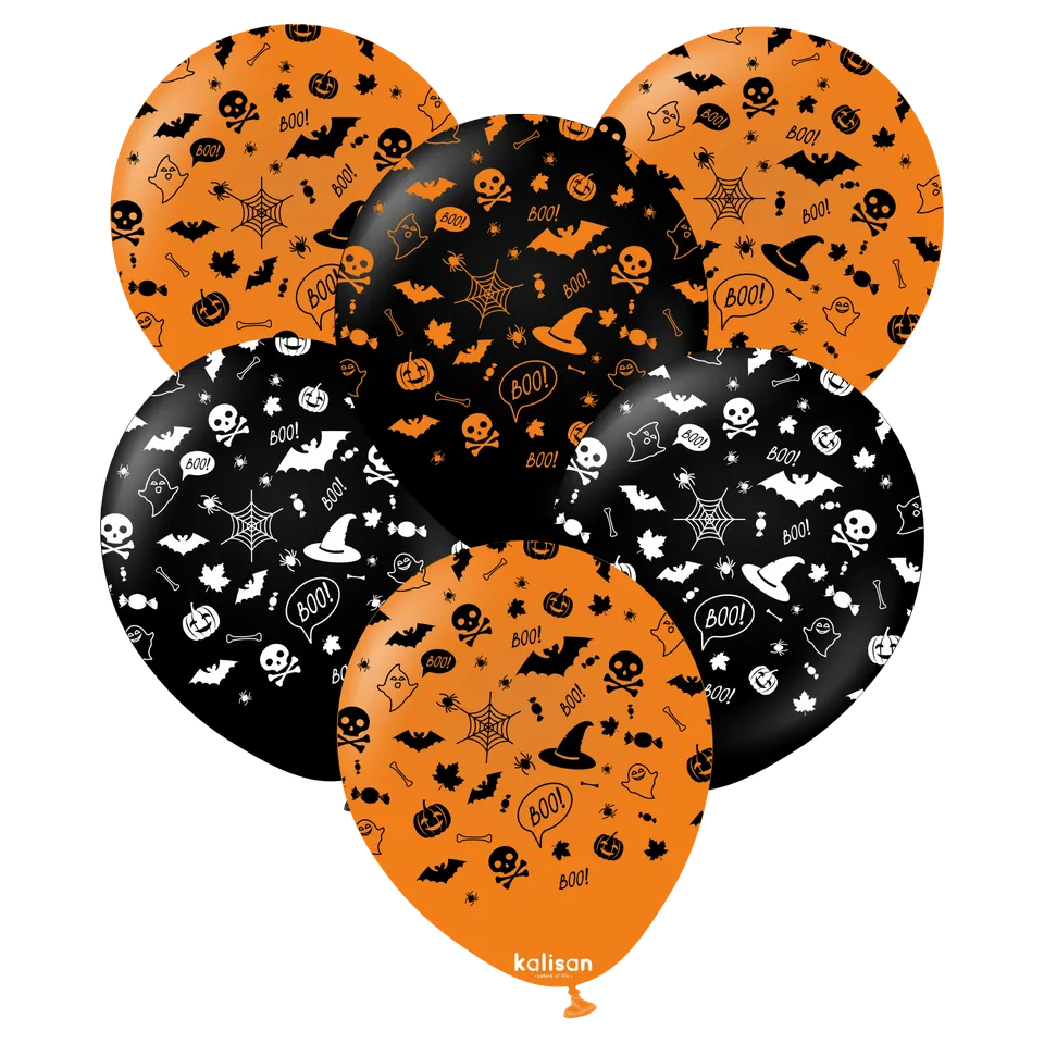 kalisan-halloween-festive-luftballons-25-st-ck-12-zoll-orange-schwarz image 1
