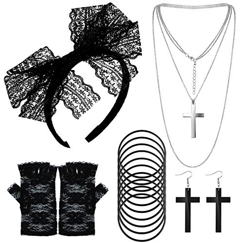howaf-80er-jahre-kost-m-set-damen-schwarz-accessoires-spitzen image 8