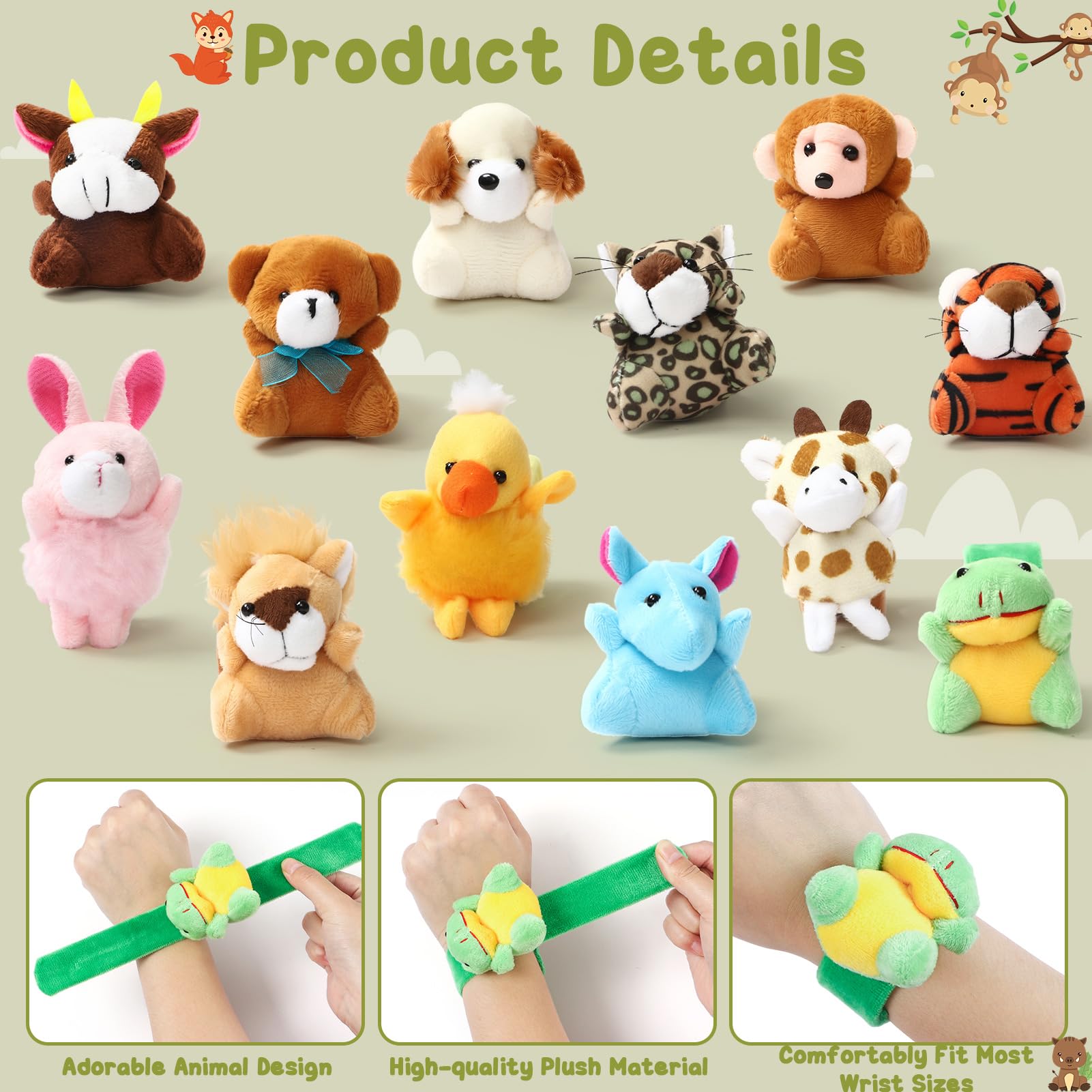 tacobear-party-favors-pl-sch-schnapparmband-tiere-12er-set image 2