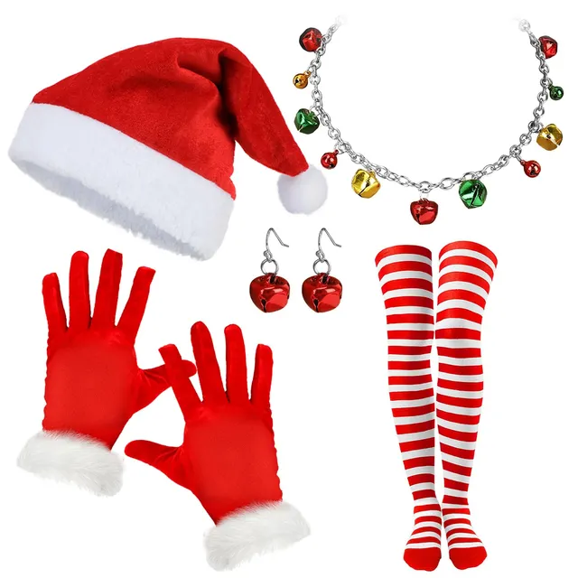 howaf-weihnachtsmann-kost-m-damen-set-m-tze-kniestr-mpfe-rot-wei image 1
