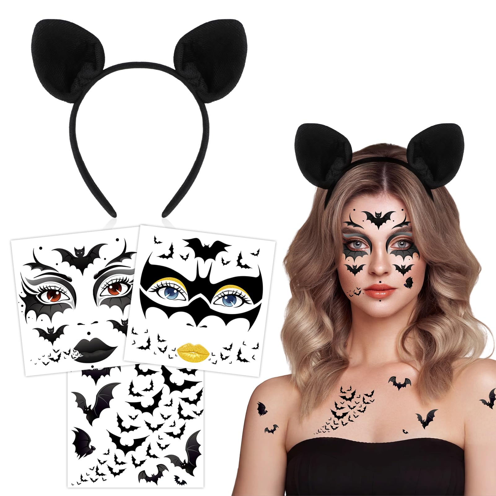howaf-temporary-tattoos-spinnen-a-kost-mset-haarreif-halloween image 8