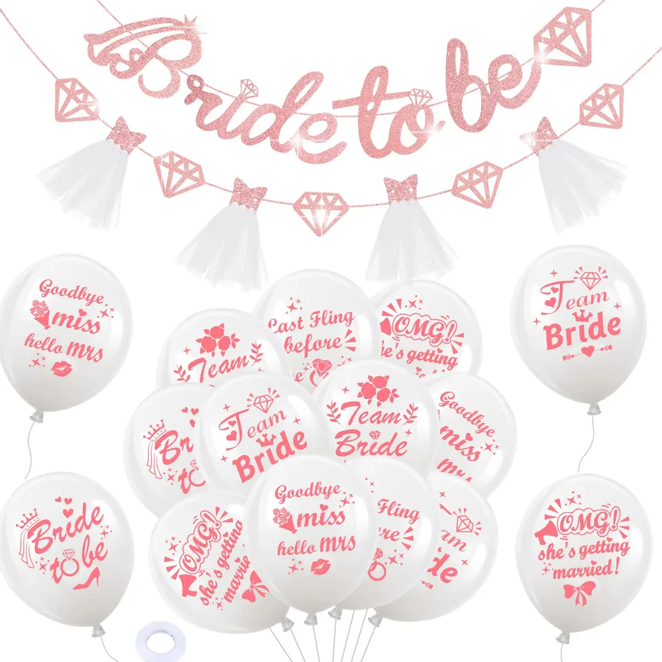 howaf-jga-deko-set-bride-to-be-girlande-wei-rosegold-ballons image 1