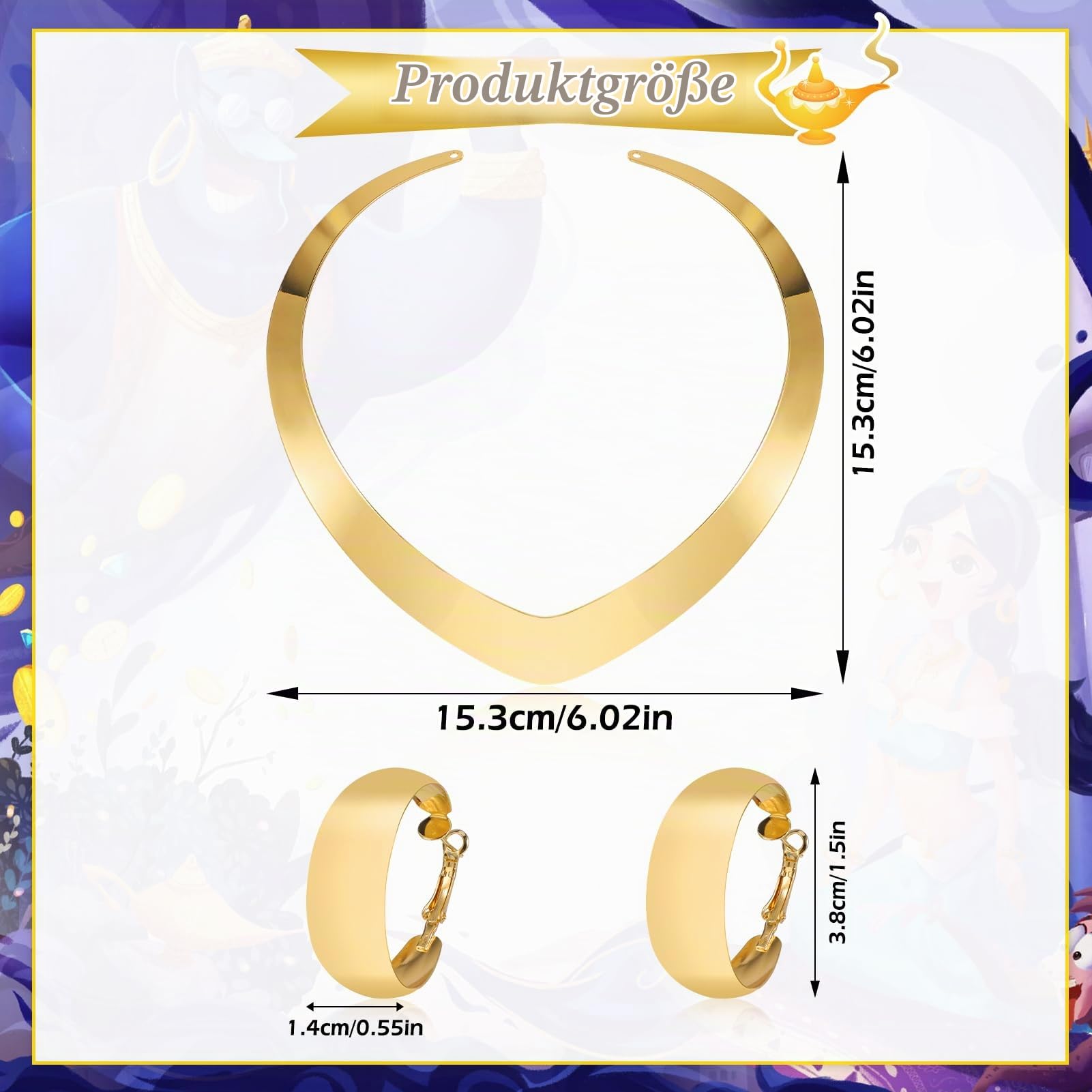 howaf-prinzessin-kost-m-schmuck-set-gold-krone-damen image 3