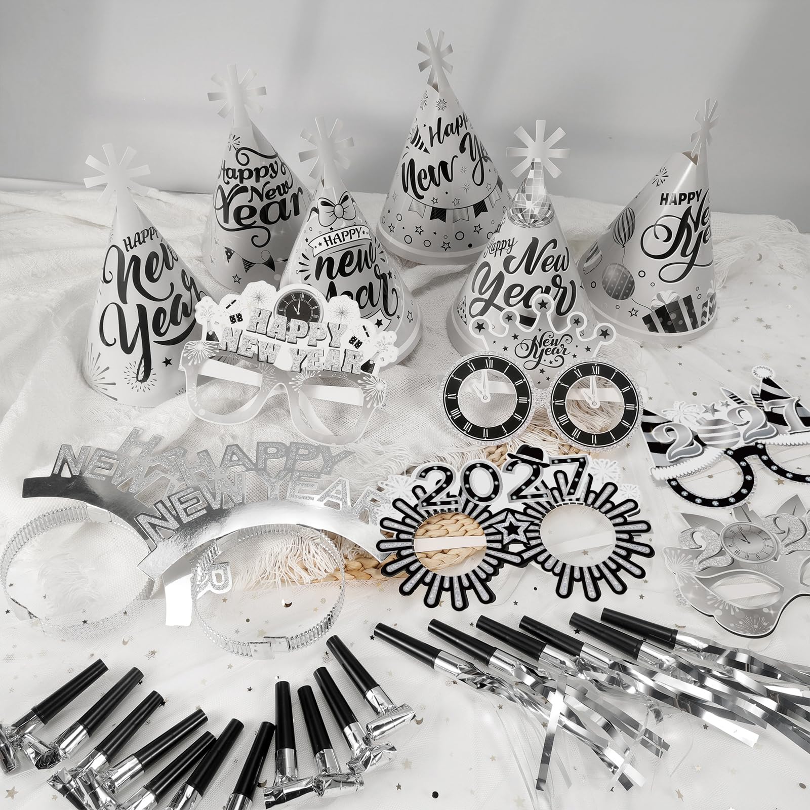 howaf-silvester-deko-2027-silber-party-set-48-teile image 5