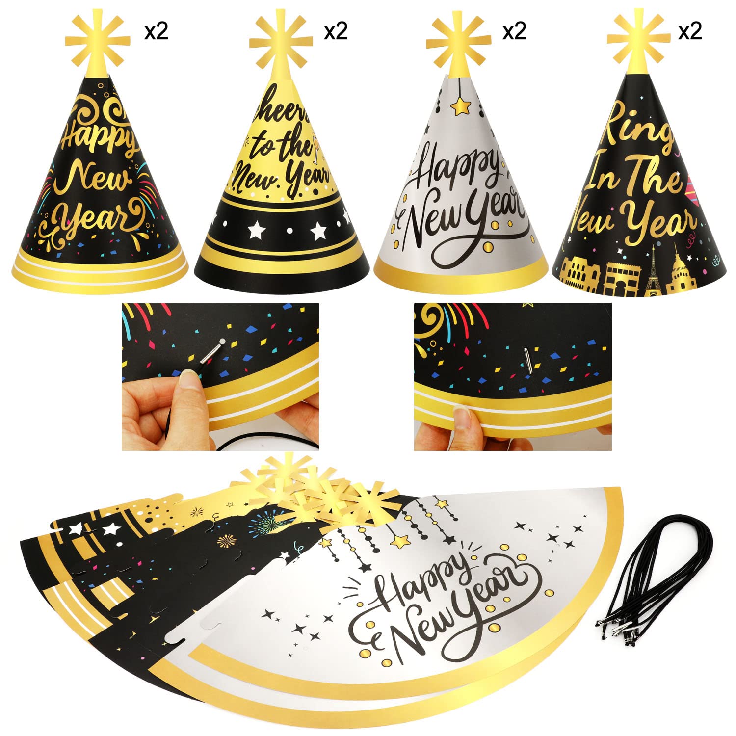 howaf-silvester-deko-set-43-tlg-gold-schwarz-silber image 4