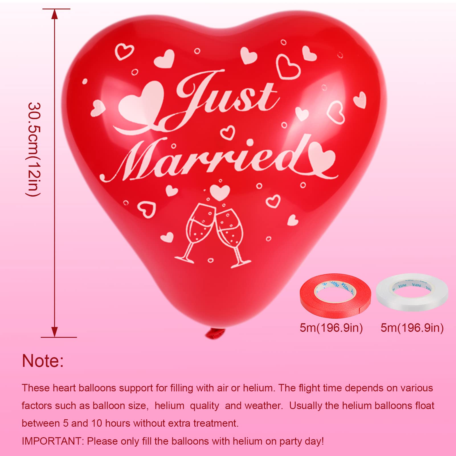 howaf-just-married-herz-luftballons-rot-weiss-50-st-ck image 3
