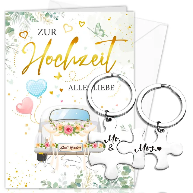 howaf-hochzeitskarte-mit-mr-mrs-schl-sselanh-nger-1-stk image 1