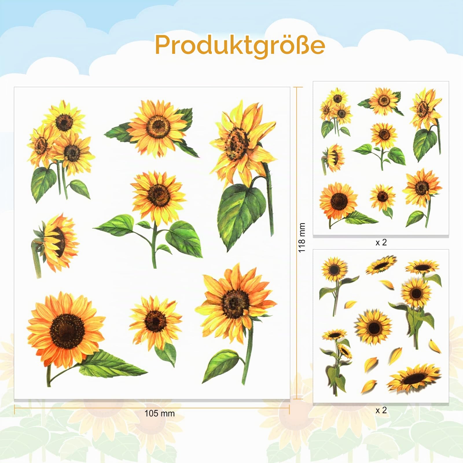 howaf-temporary-tattoos-sonnenblumen-kost-m-set-damen image 2