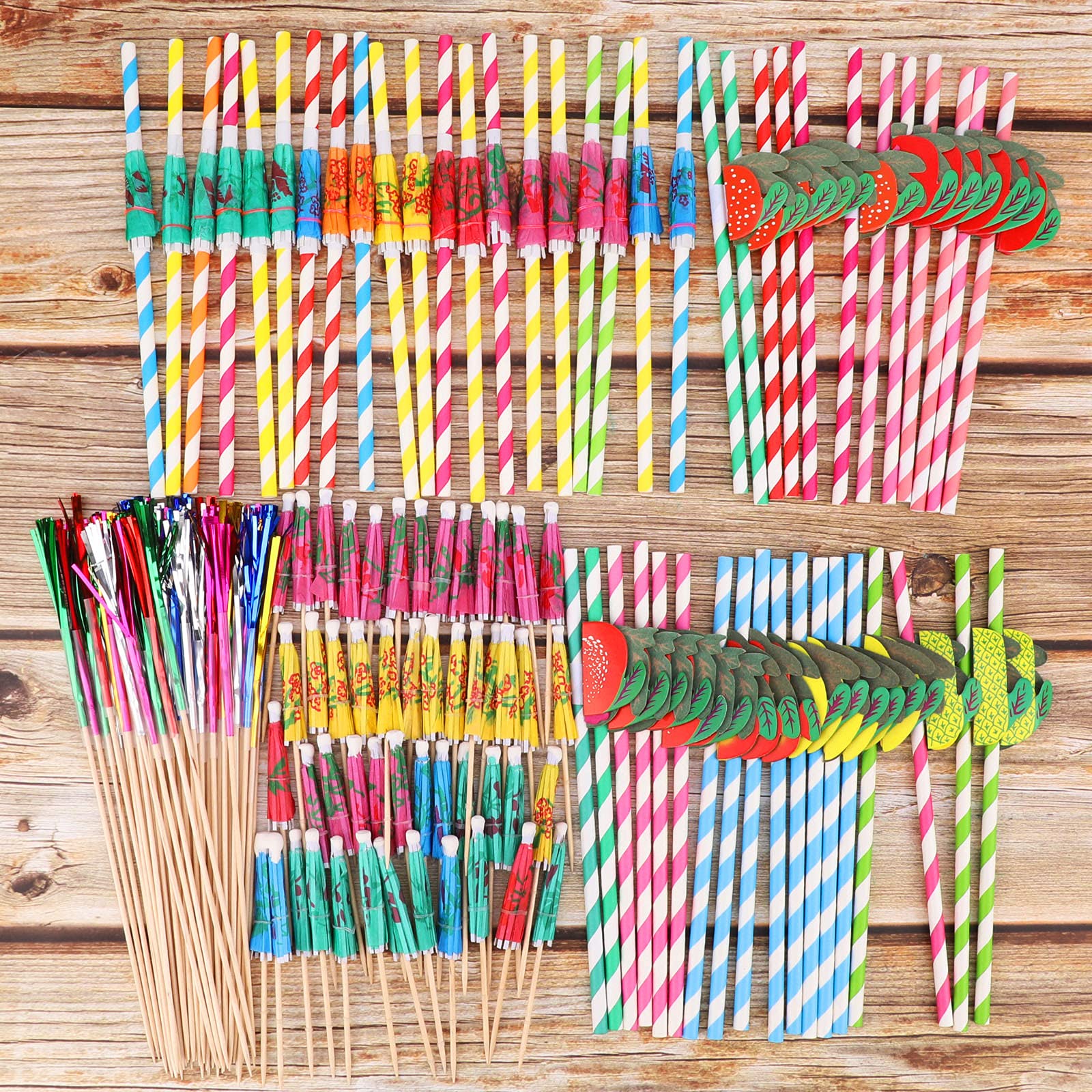 howaf-cocktail-deko-party-set-150-teile-papier-strohhalme-schirmchen image 7