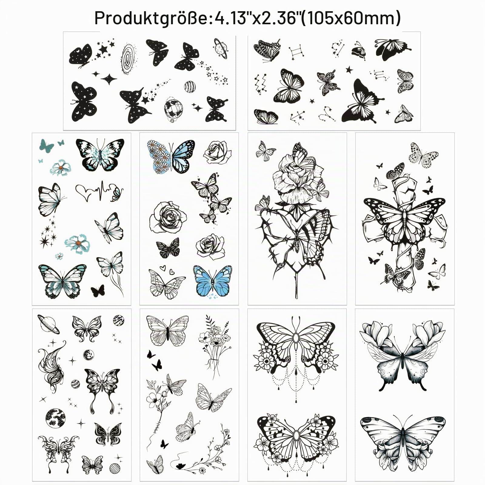 howaf-schmetterling-kost-m-set-blau-haarreif-tattoos-damen image 3