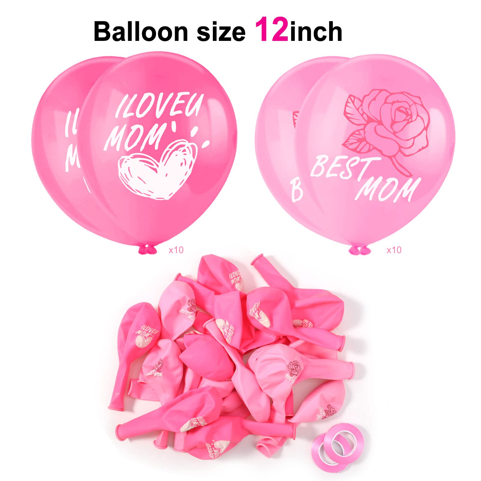 howaf-muttertag-deko-set-banner-rosa-20-latexballons-best-mom image 3