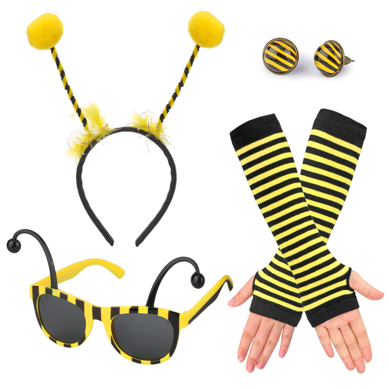 howaf-bienen-kost-m-damen-4-teilig-haarreif-brille-set image 1