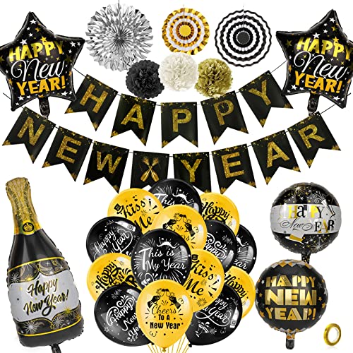 howaf-silvester-deko-2025-set-schwarz-gold-happy-new-year image 8