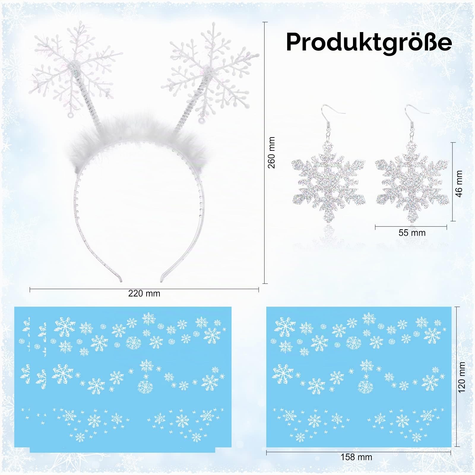 howaf-schneeflocke-haarreif-set-damen-weihnachten image 2