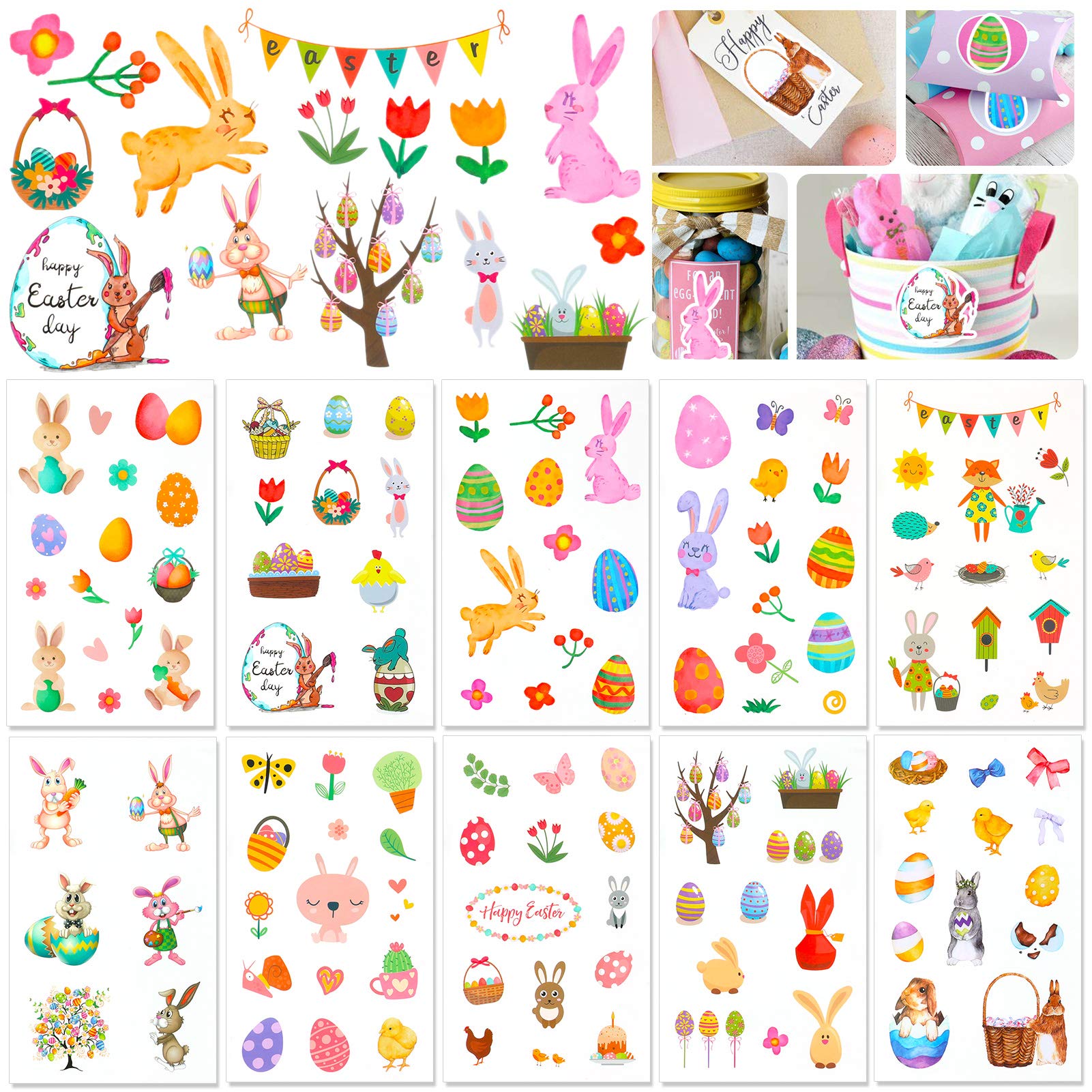 howaf-oster-aufkleber-kinder-150-st-ck-osterhase-sticker-set image 2
