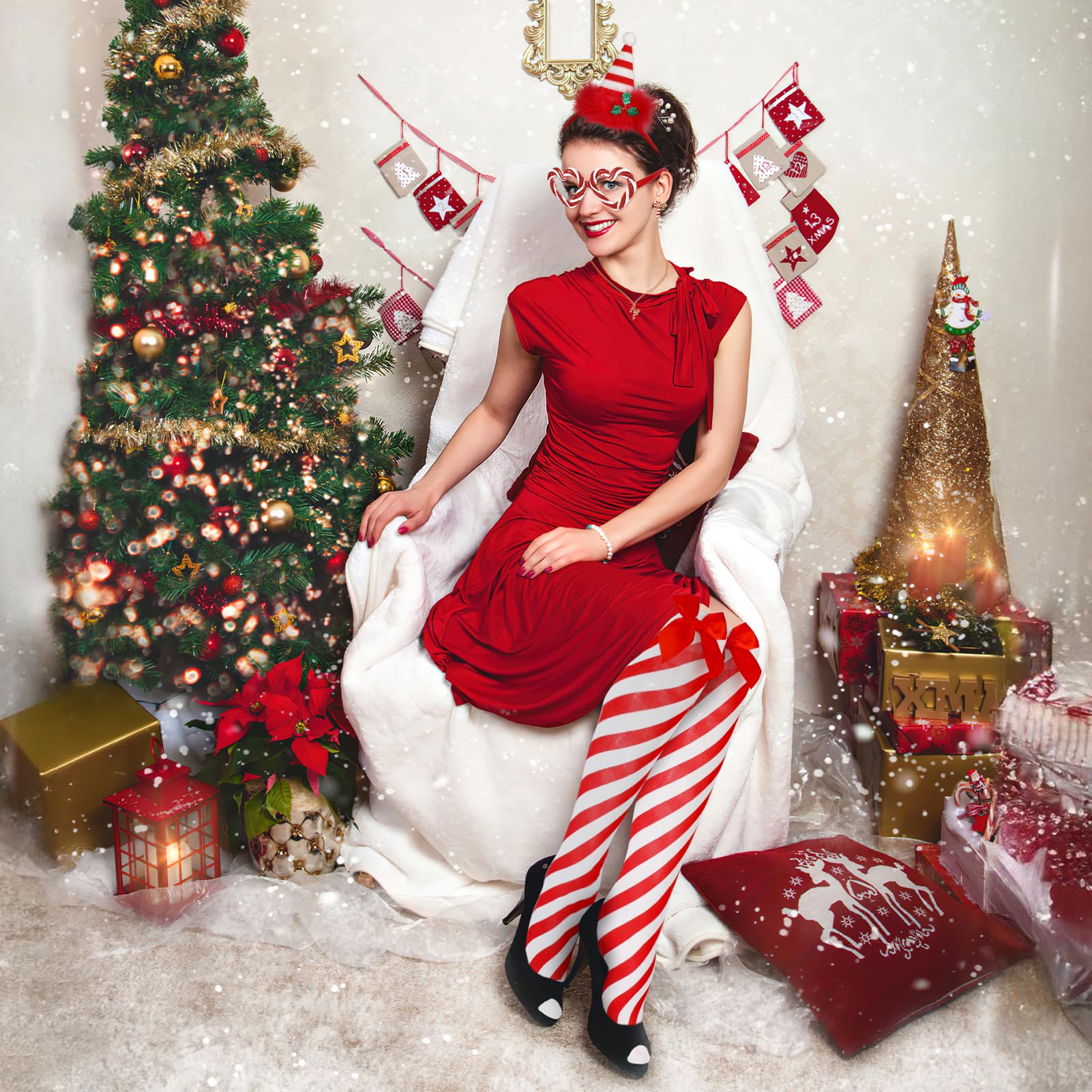 howaf-zuckerstange-kost-m-damen-rot-weihnachten-haarreif-set image 4