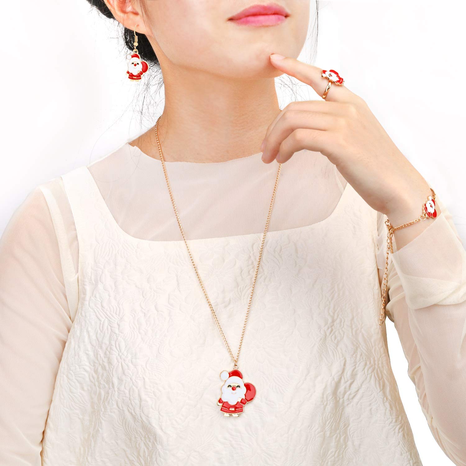 howaf-weihnachtsschmuck-m-dchen-set-10-teile-kette-armband-ringe image 3