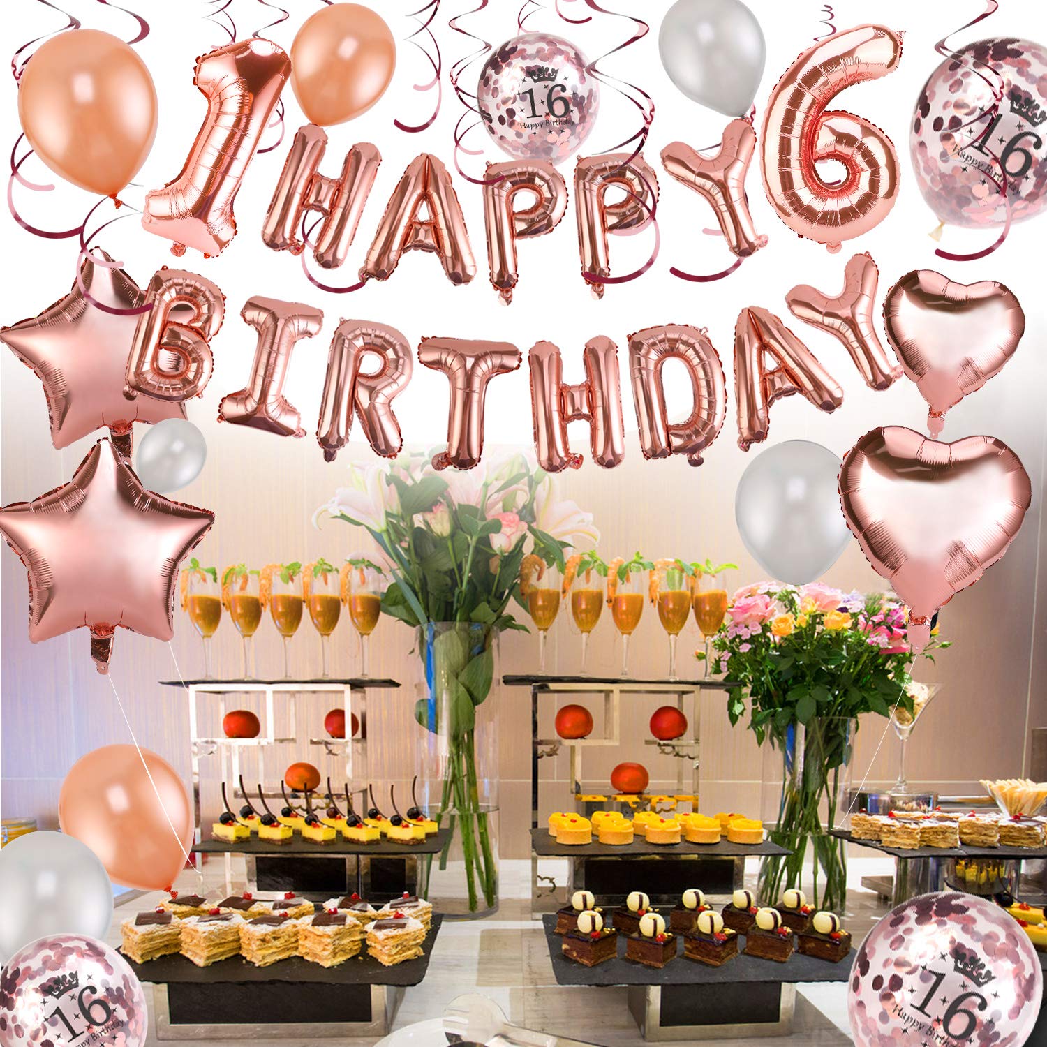 howaf-sweet-16-geburtstag-deko-ballon-set-rosegold-16 image 4