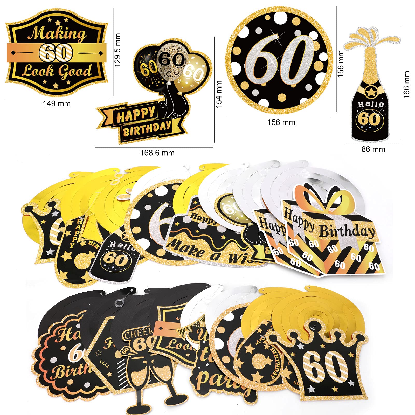 howaf-60-geburtstag-h-ngedeko-deckenh-nger-30-st-ck-schwarz-gold image 3