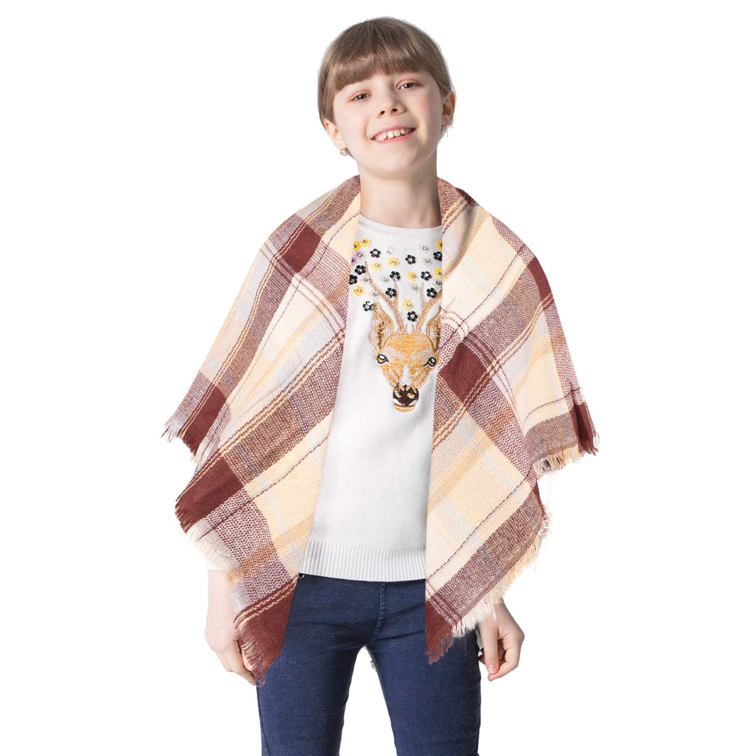 tacobear-schal-kinder-kariert-beige-kaffee-warm image 4