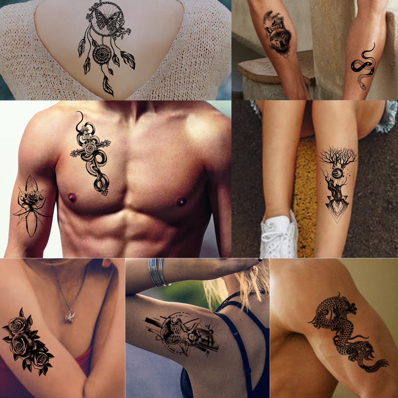 howaf-temporary-tattoos-45-blatt-rote-rose-tattoo-aufkleber-schwarz image 5
