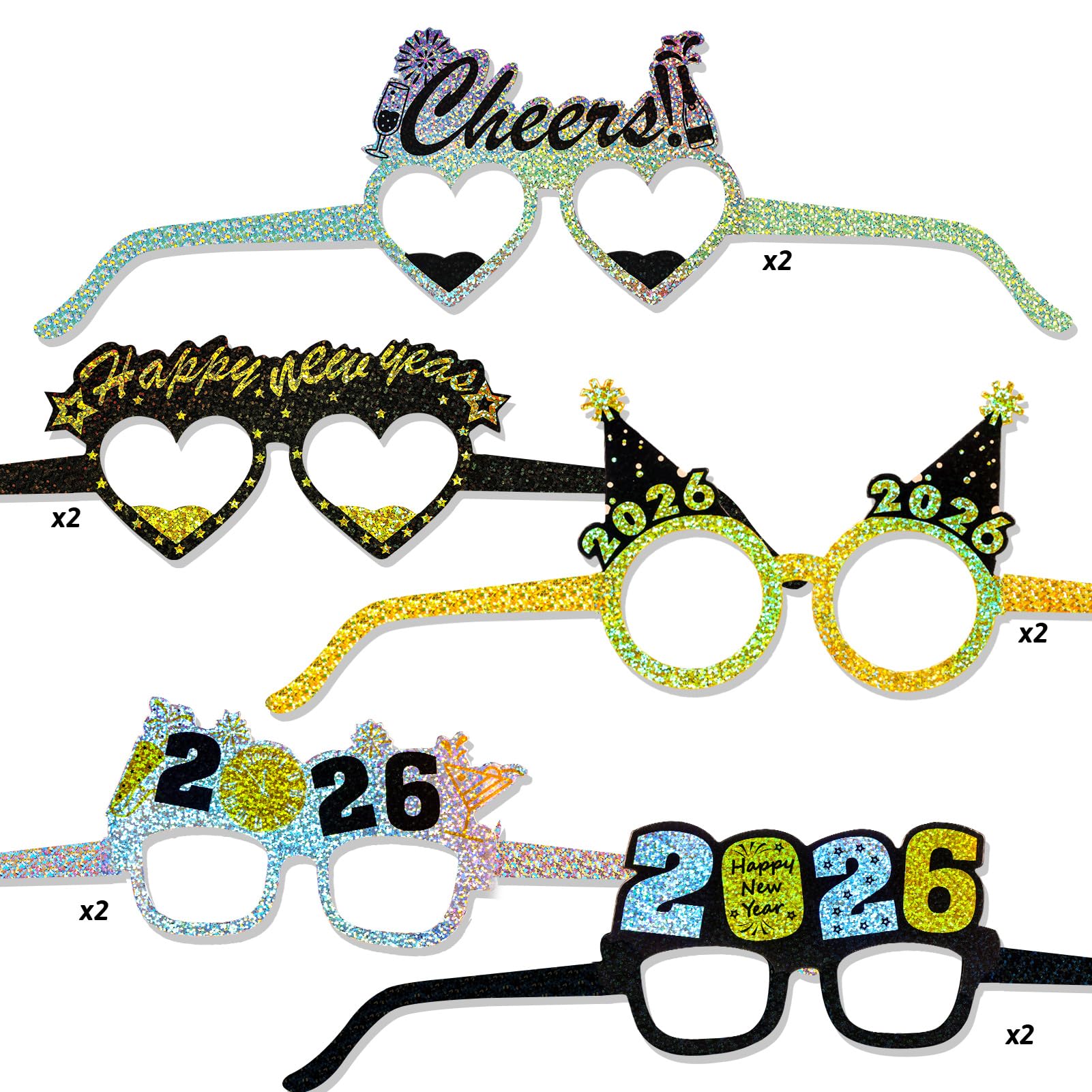 howaf-happy-new-year-papierbrille-18er-set-silvesterbrille-2026 image 2