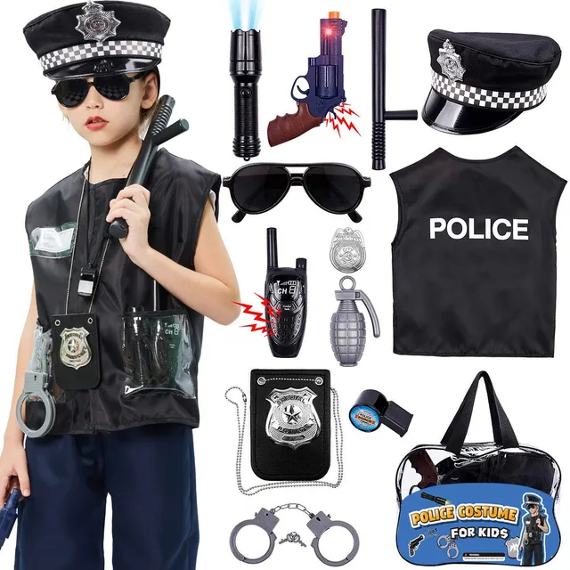 tacobear-costume-polizei-kost-m-kinder-mit-weste-zubeh-r image 1
