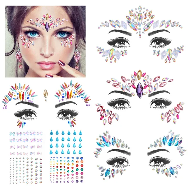 howaf-gesicht-edelsteine-8-st-ck-nachtleuchtend-strass-tattoo image 1