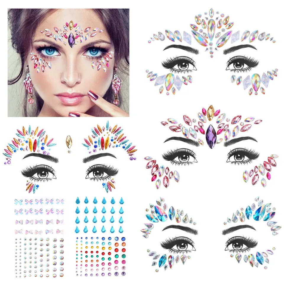 howaf-gesicht-edelsteine-8-st-ck-nachtleuchtend-strass-tattoo image 1