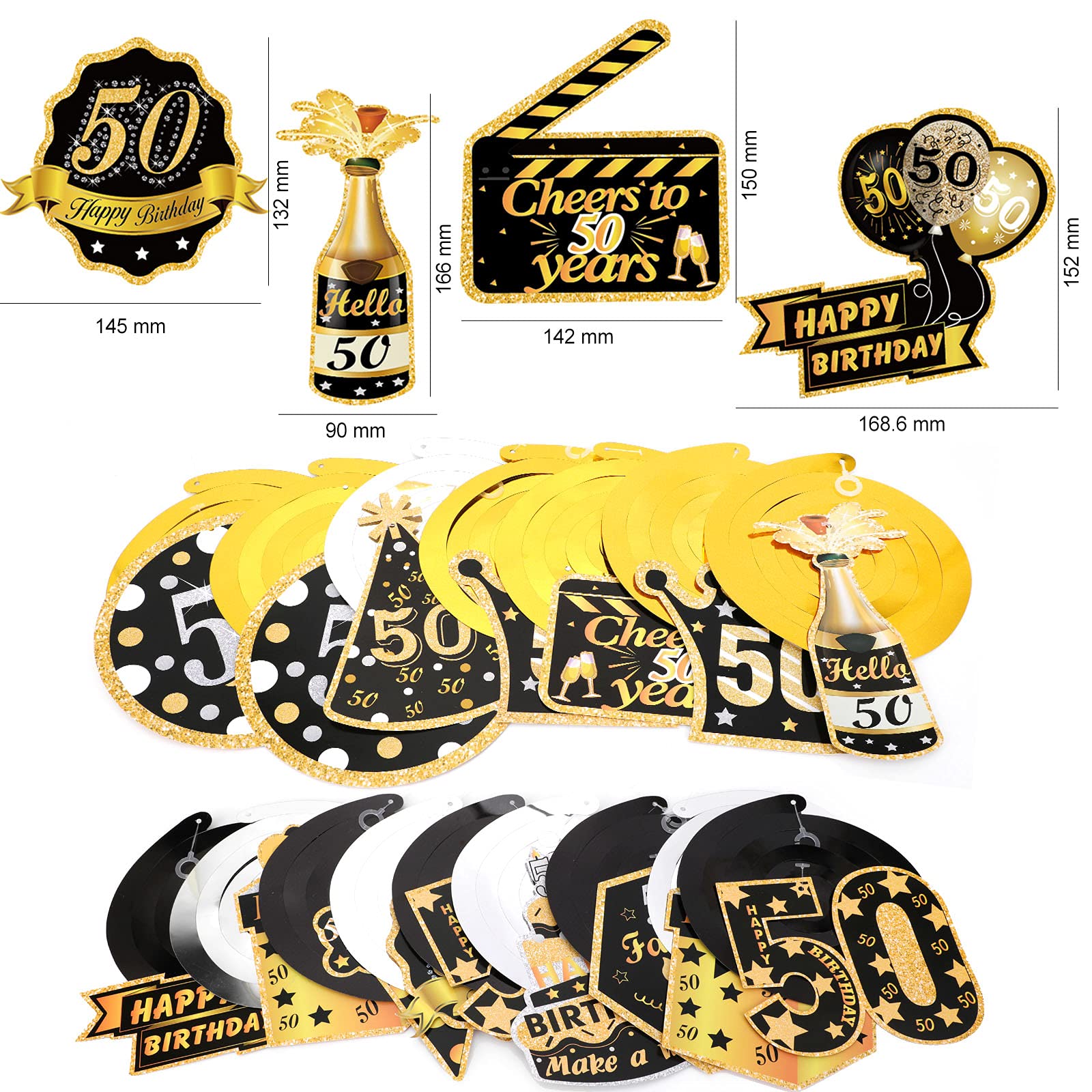 howaf-50-geburtstag-h-ngedeko-deckenh-nger-30-st-ck-schwarz-gold image 3