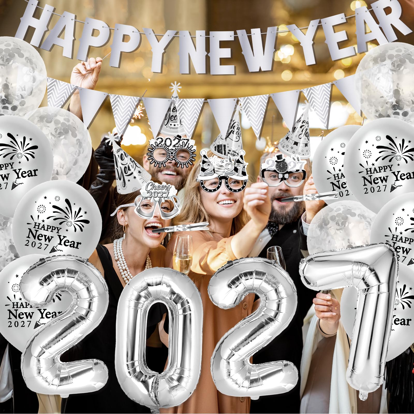 howaf-silvester-deko-2027-set-silber-happy-new-year-banner-ballons image 6