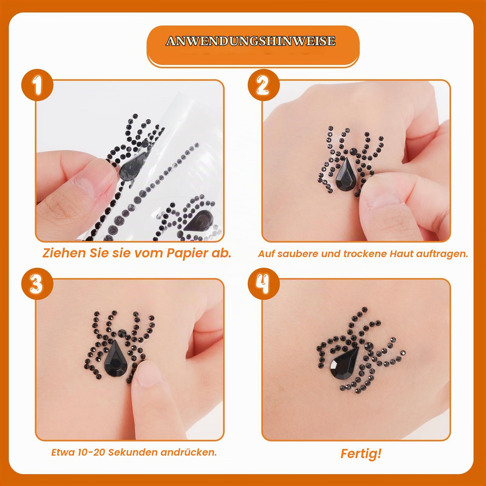 howaf-halloween-tattoo-gesicht-edelsteine-set-4-st-ck-glitzer image 3