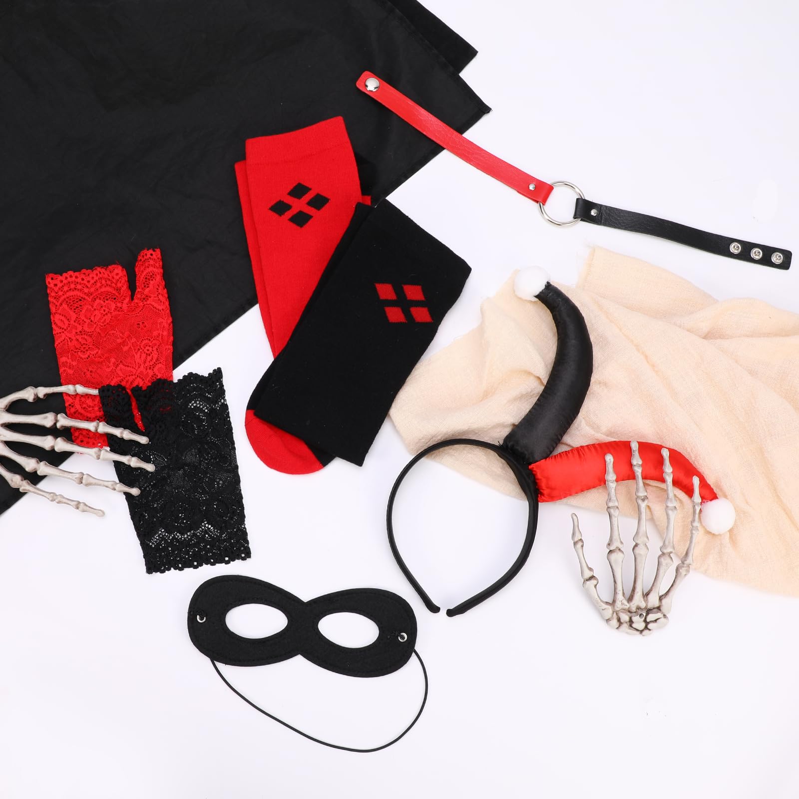 howaf-photo-booth-props-clown-kost-m-damen-schwarz-rot image 4