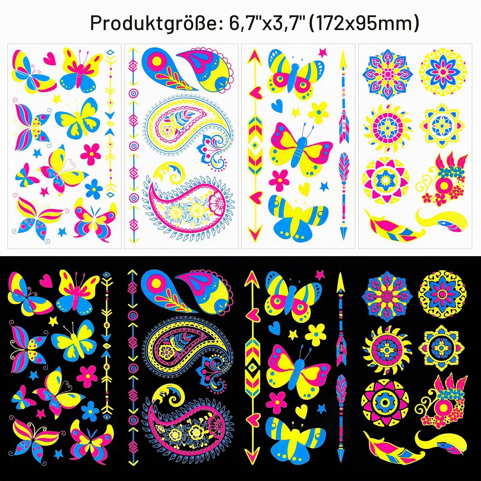 howaf-temporary-tattoos-neon-klebetattoos-20-bl-tter-uv image 6