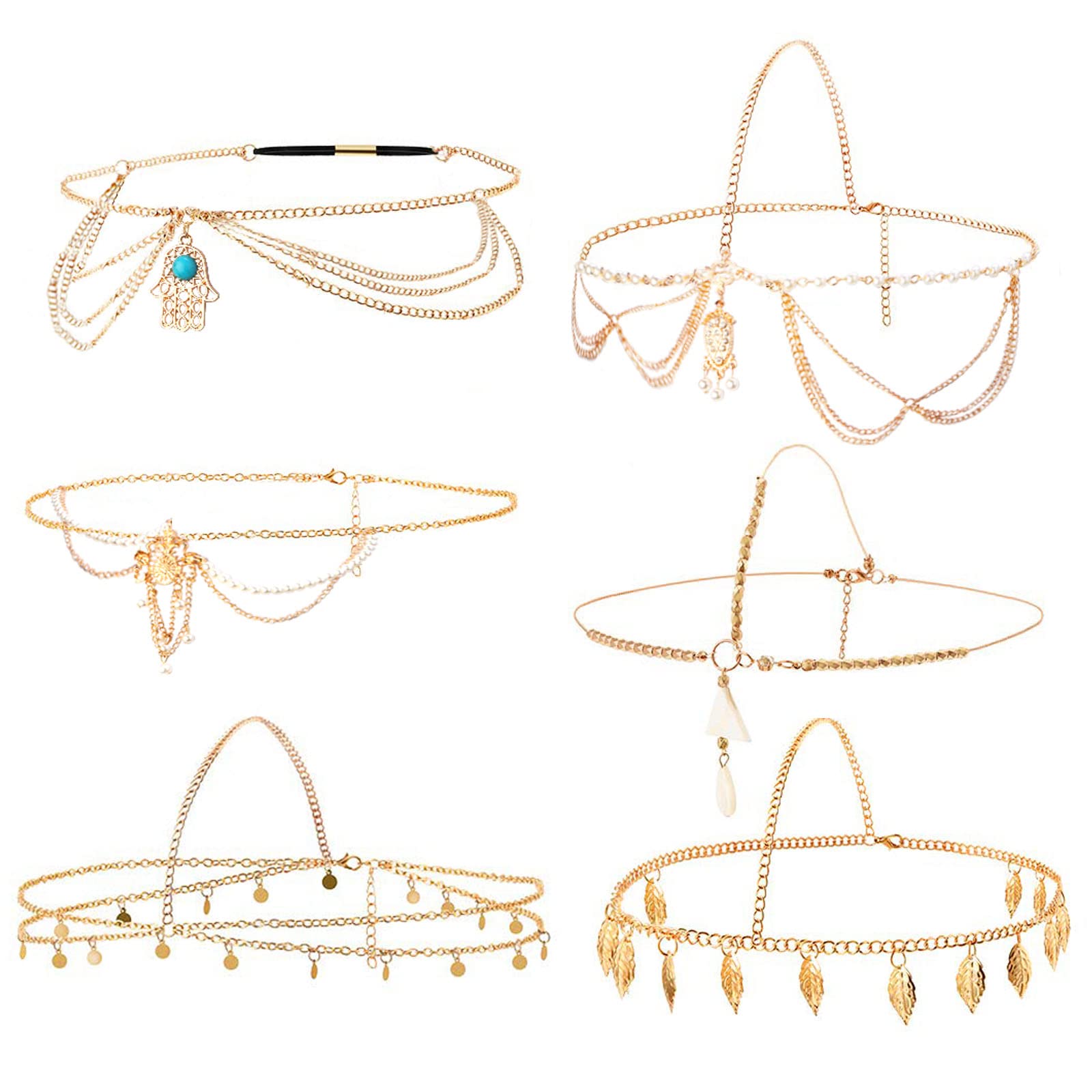 howaf-festival-haarschmuck-kopfkette-gold-set-mit-tattoos image 2