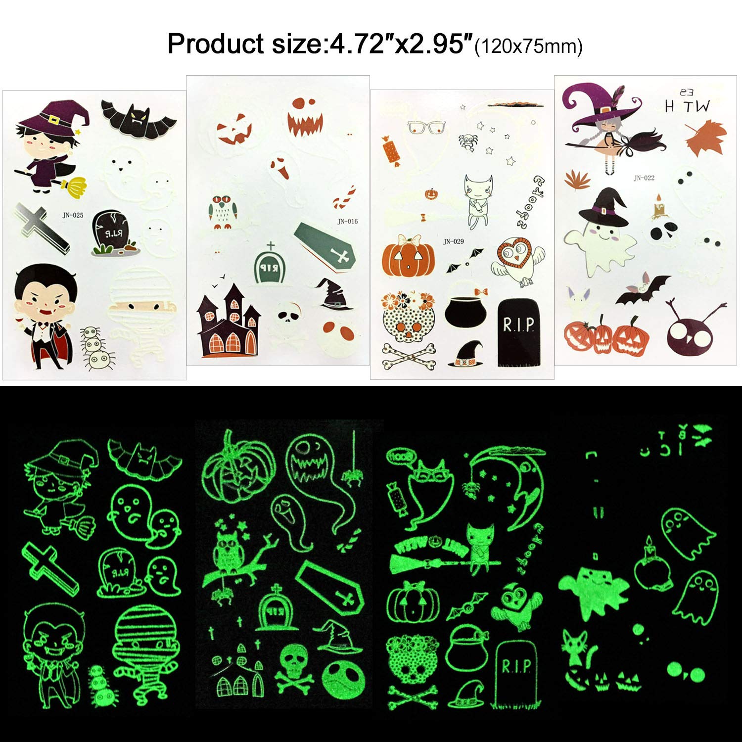howaf-temporary-tattoos-halloween-leuchtend-kinder-15-blatt image 4