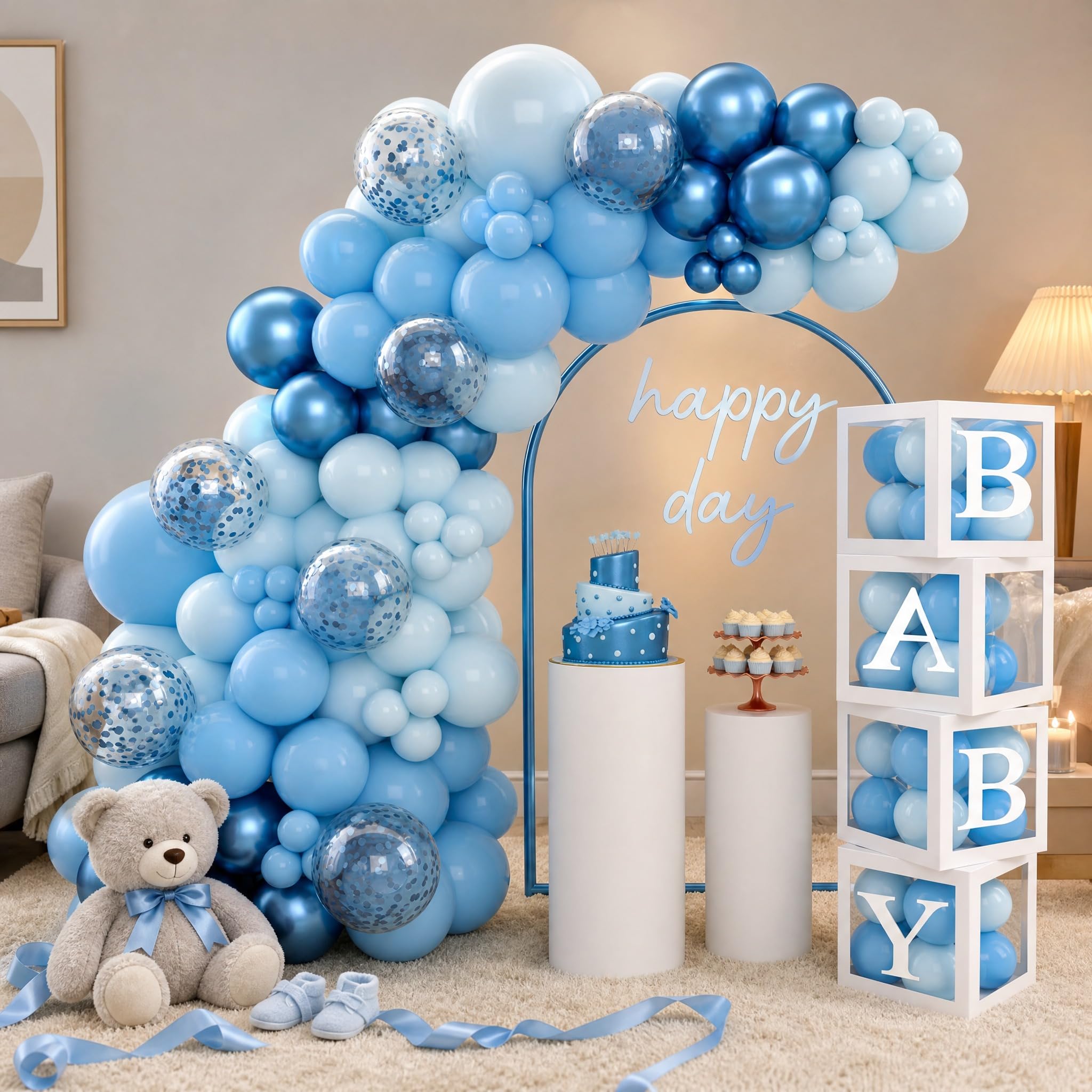 qifu-babyparty-deko-junge-blau-130-teile-box-und-ballons image 7