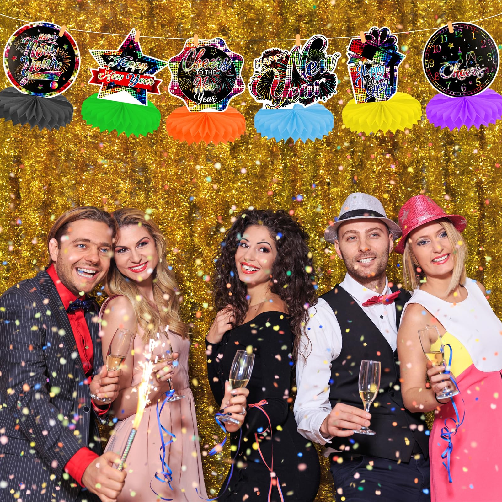 howaf-silvester-deko-2026-bienenwabe-tischdeko-bunt-9-st-ck image 7