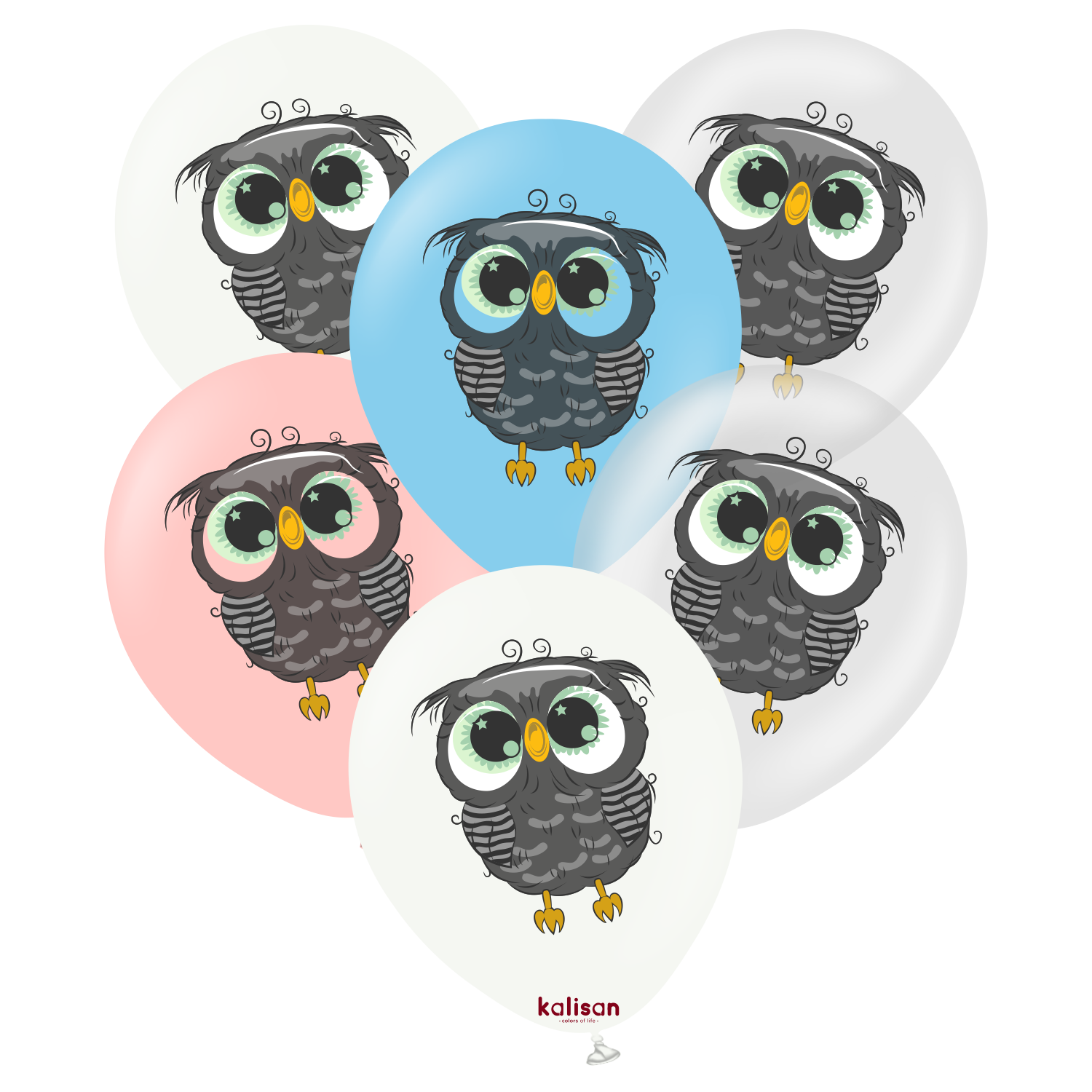 kalisan-animals-owl-luftballons-25-st-ck-12-eule-pastell image 1