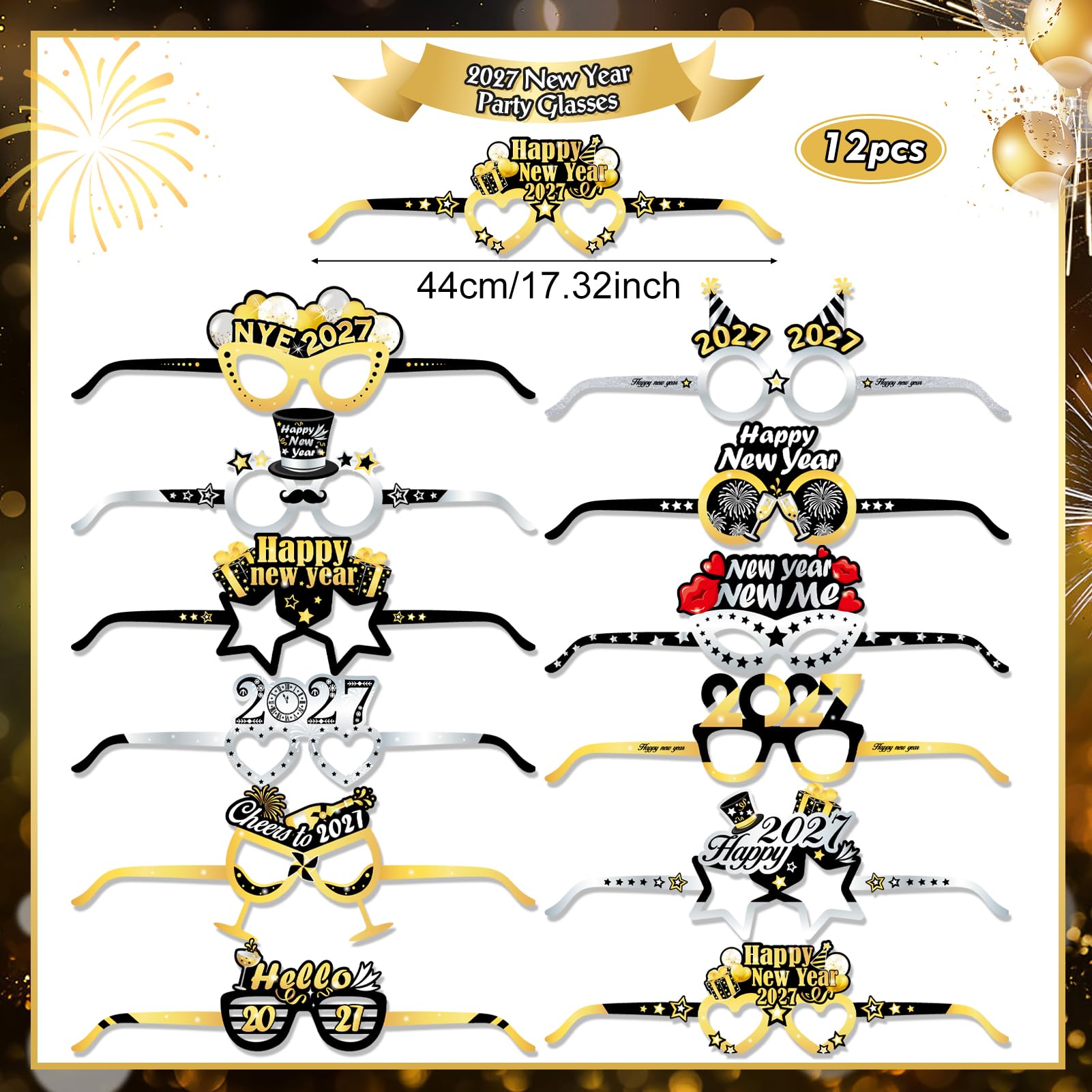 howaf-silvester-deko-2027-set-schwarz-gold-mit-ballons image 4