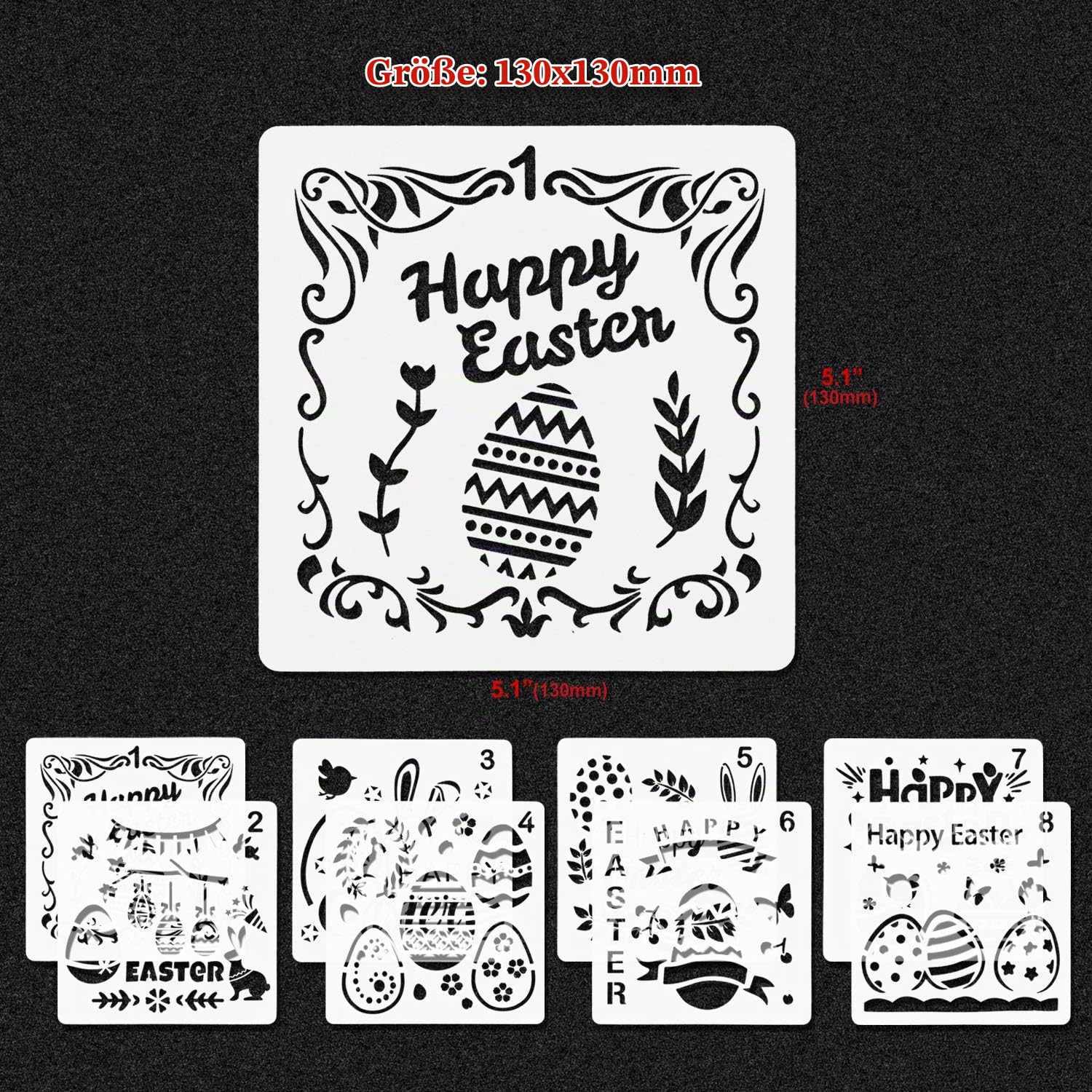 howaf-ostern-schablonen-kunststoff-8er-set-hase-osterei image 2