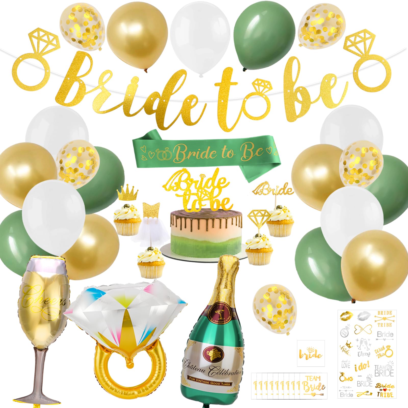 howaf-temporary-tattoos-jga-set-gr-n-bride-to-be-deko image 1
