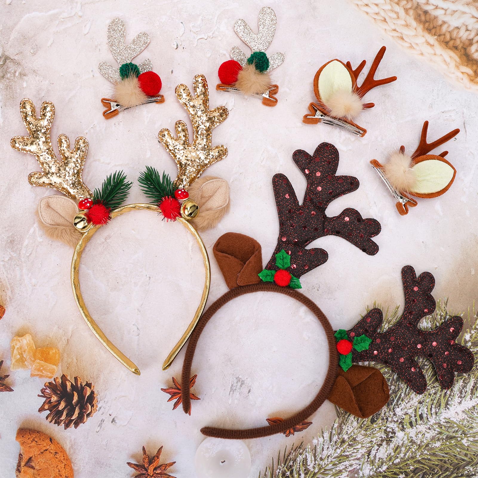 howaf-rentier-haarreif-gold-weihnachts-haarschmuck-4-tlg-geweih image 4