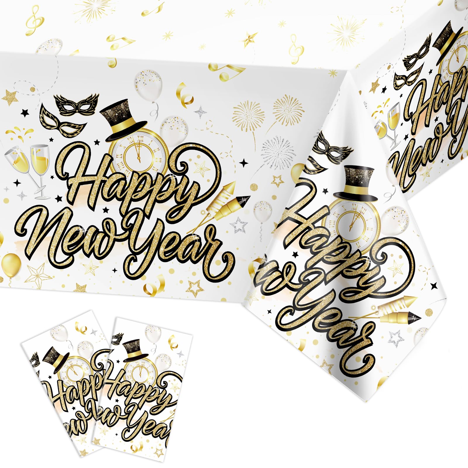 howaf-silvester-tischdecke-wei-gold-2er-set-274x130cm image 1