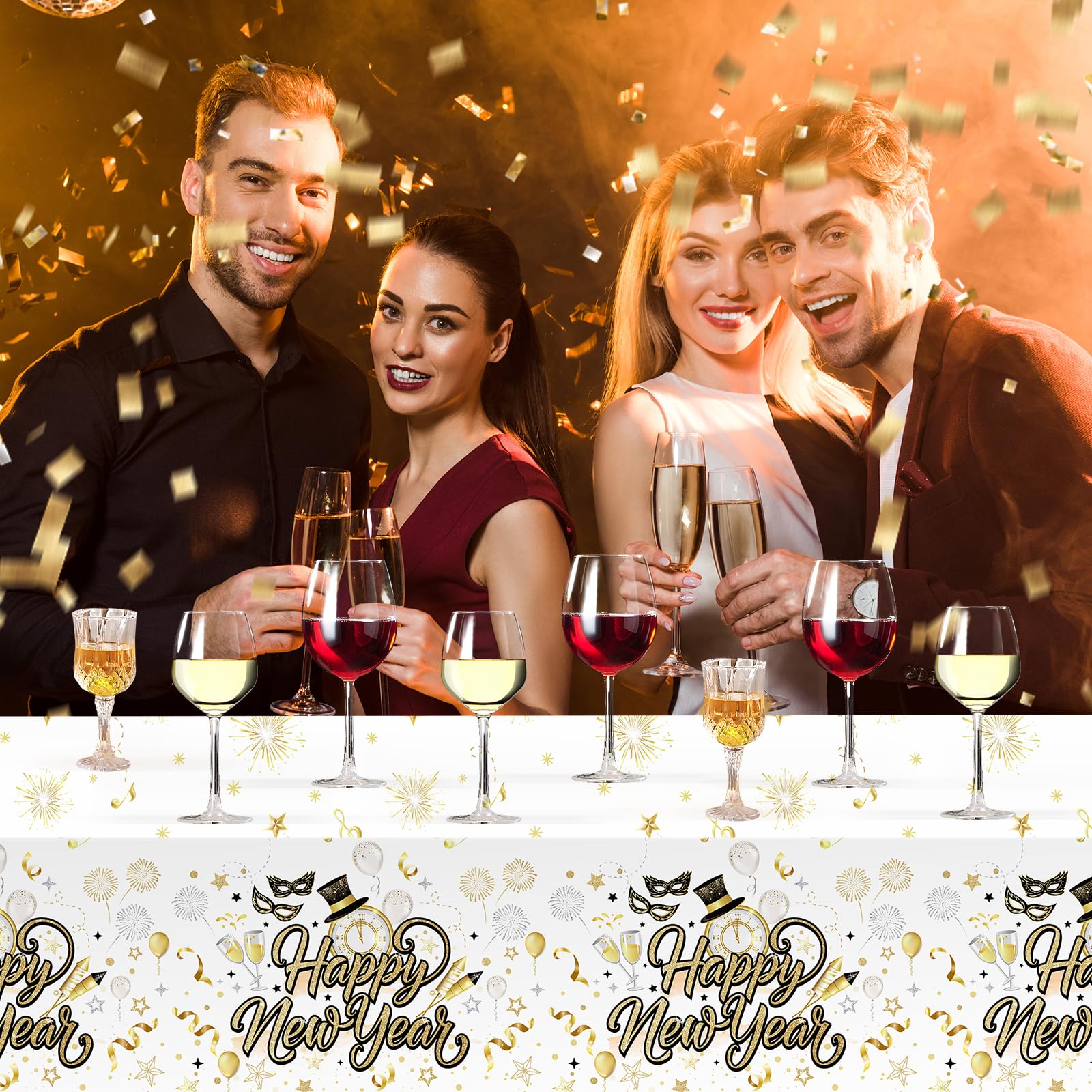 howaf-silvester-tischdecke-wei-gold-2er-set-274x130cm image 5